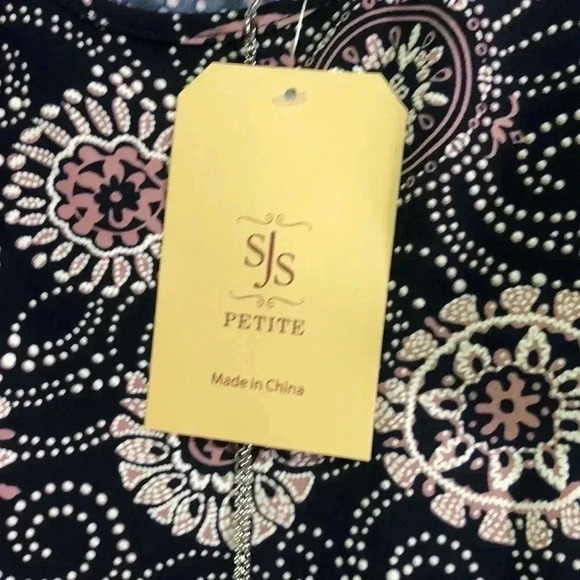 SJS petite dress size large navy with white and shades of mauve - Picture 3 of 9